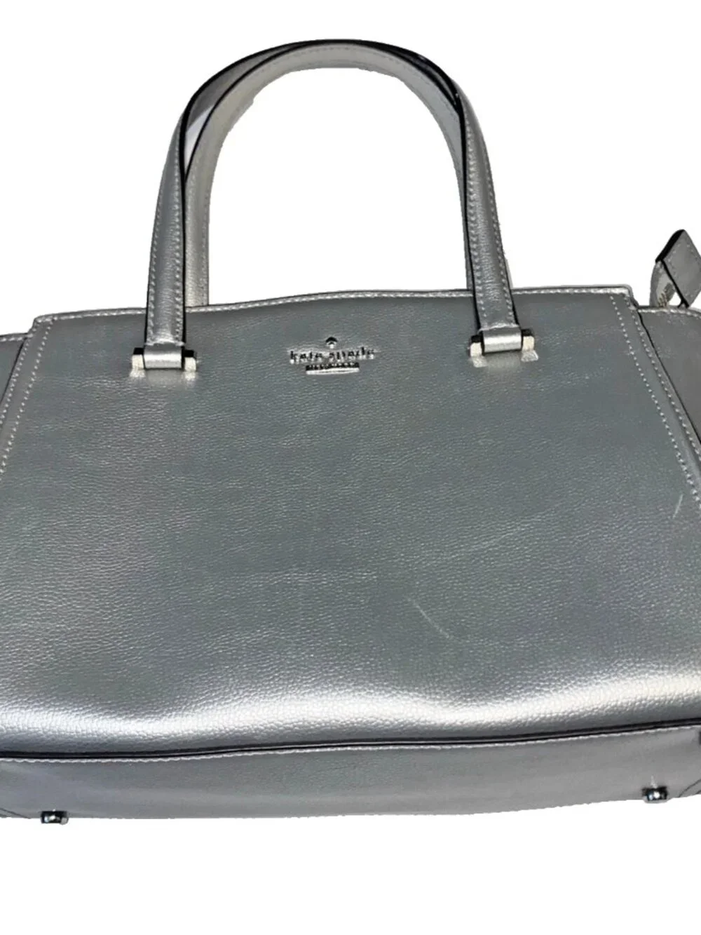 Kate Spade New York Patterson Drive Geraldine Satchel Bag in Silver, EUC